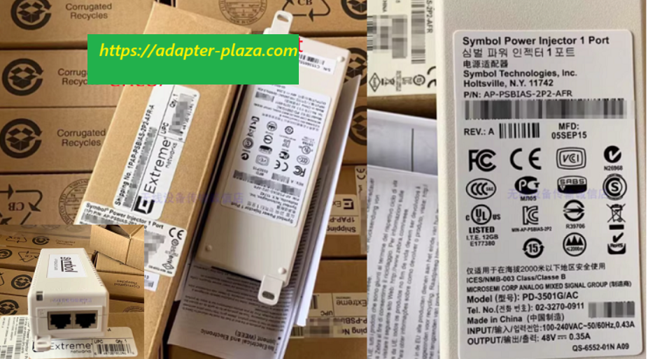 *Brand NEW*48V 0.35A AC Adapter SymbolAP-PSBIAS-1P2-AFR AP-PSBIAS-2P2-AFR Power Injector Module 3001 1-port Po